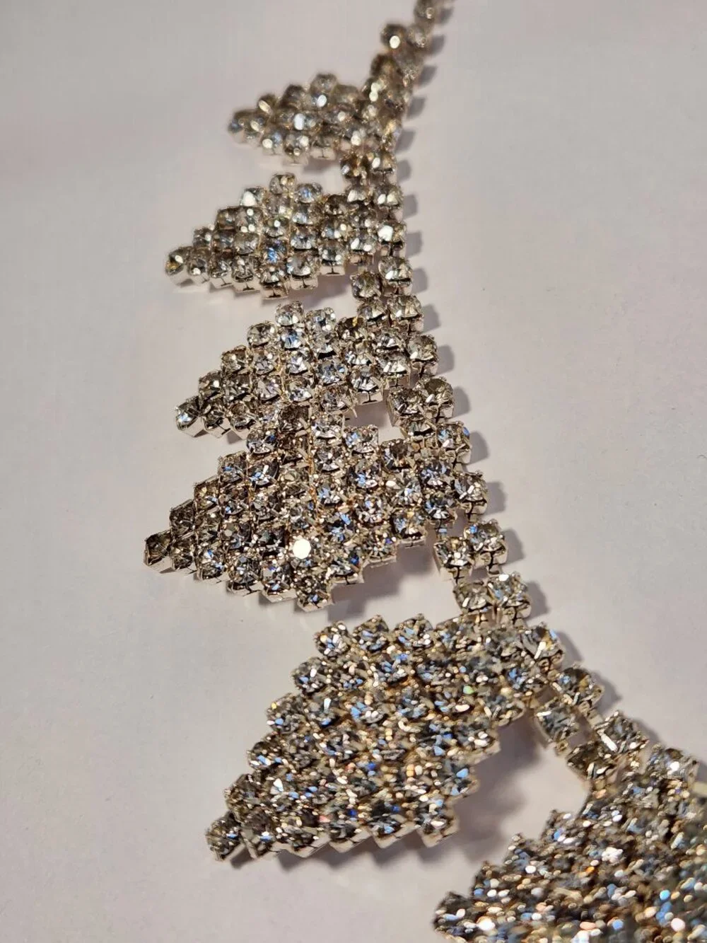 Vid Retired Shop LC Silver Rhinestone Leaf Bib NWOT Statement Bridal Necklace